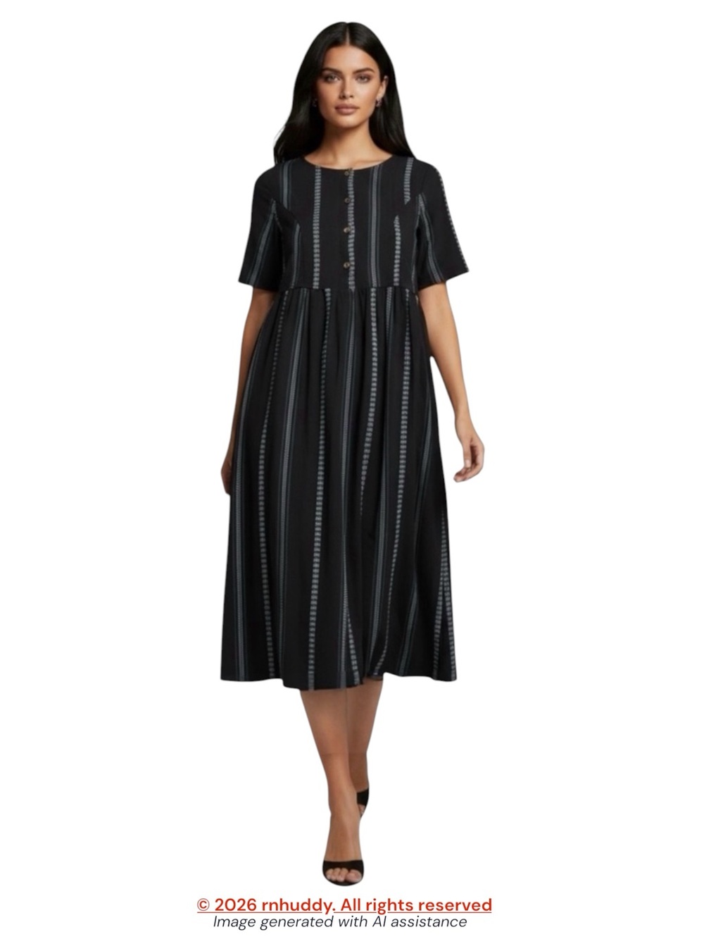 Stevie Hender M poly cotton viscose linen blend midi dress